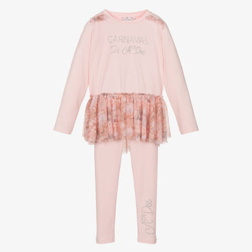 A Dee-Girls Pink Floral Tulle Leggings Set | Childrensalon Outlet
