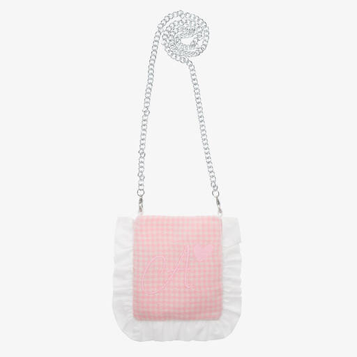 A Dee-Girls Pink Houndstooth Shoulder Bag (15cm) | Childrensalon Outlet
