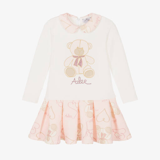 A Dee-Girls Pink & Ivory Bear Dress | Childrensalon Outlet