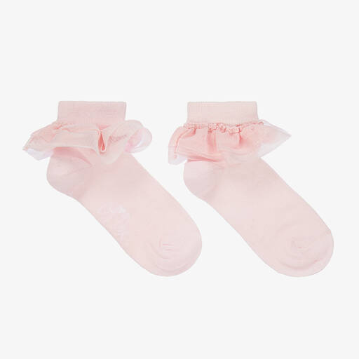 A Dee-Girls Pink Knitted Frilly Socks | Childrensalon Outlet