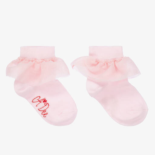 A Dee-Girls Pink Tulle Ruffle Socks | Childrensalon Outlet