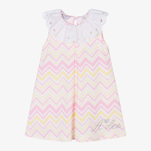 A Dee-Girls Pink & Yellow Cotton Dress | Childrensalon Outlet