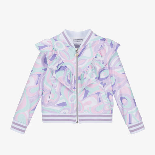 A Dee-Girls Purple Abstract Ruffle Jacket | Childrensalon Outlet