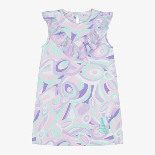 A Dee-Girls Purple Cotton Abstract Print Dress | Childrensalon Outlet