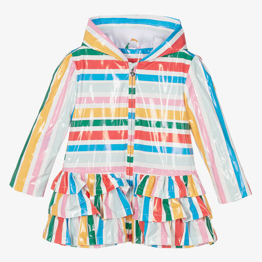 A Dee-Girls Rainbow Stripe Hooded Coat | Childrensalon Outlet