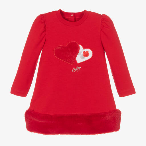 A Dee-Girls Red Cotton Heart Dress | Childrensalon Outlet