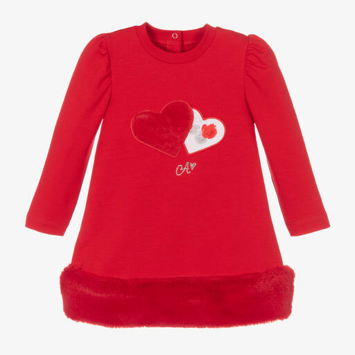 A Dee-فستان أطفال بناتي قطن جيرسي لون أحمر | Childrensalon Outlet