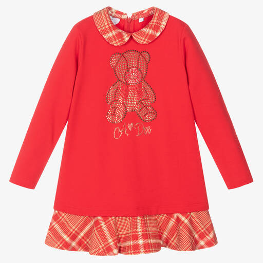 A Dee-Girls Red Diamanté Teddy Dress | Childrensalon Outlet