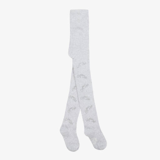 A Dee-Girls Silver Embellished Knit Tights | Childrensalon Outlet