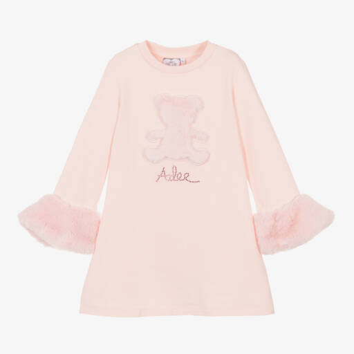 A Dee-Girls Soft Pink Teddy Dress | Childrensalon Outlet