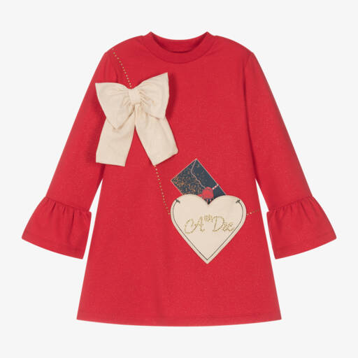 A Dee-Girls Sparkling Red Cotton Dress | Childrensalon Outlet