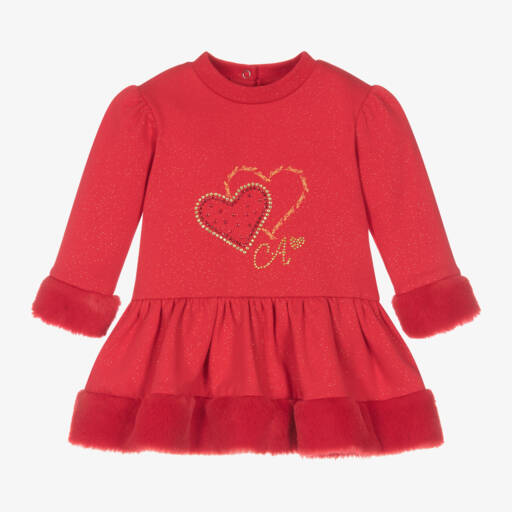 A Dee-Girls Sparkling Scarlet Cotton Dress | Childrensalon Outlet