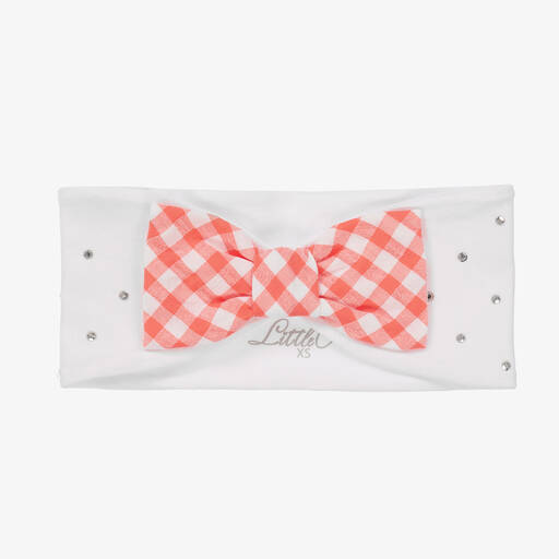 A Dee-Bandeau blanc corail à nœud fille | Childrensalon Outlet