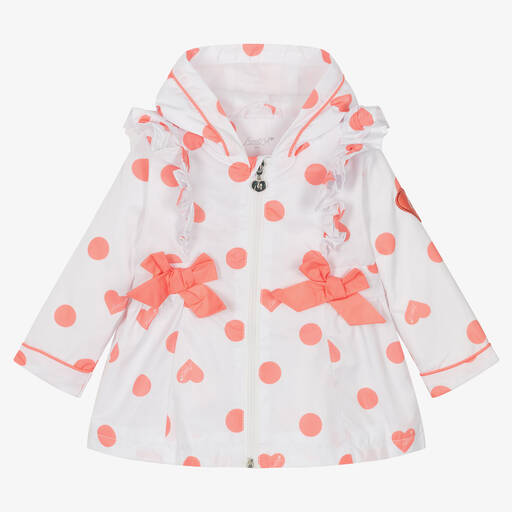 A Dee-Manteau blanc et corail à froufrous | Childrensalon Outlet