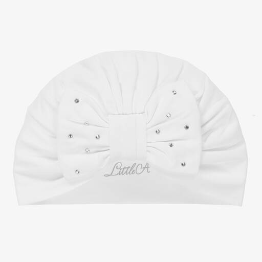 A Dee-Girls White Cotton Diamanté Turban | Childrensalon Outlet