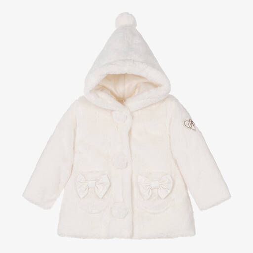 A Dee-معطف هودي فرو صناعي لون أبيض أطفال بناتي | Childrensalon Outlet