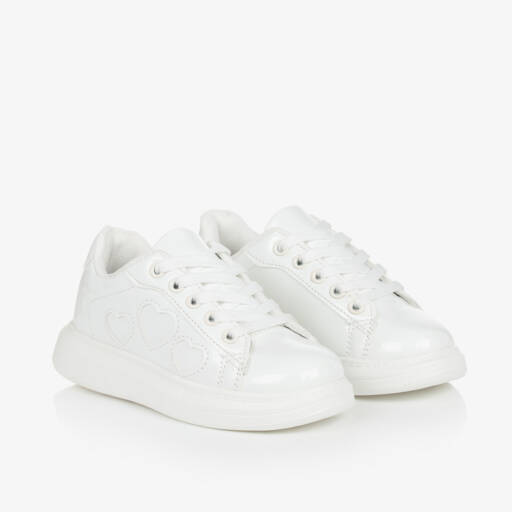 A Dee-Girls White Faux Patent Leather Trainers | Childrensalon Outlet