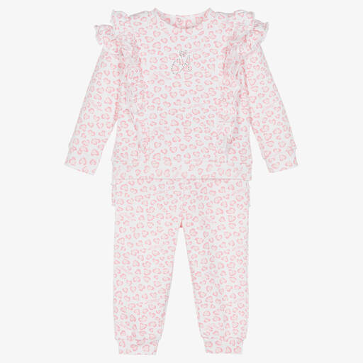 A Dee-Girls White & Pink Cotton Tracksuit | Childrensalon Outlet