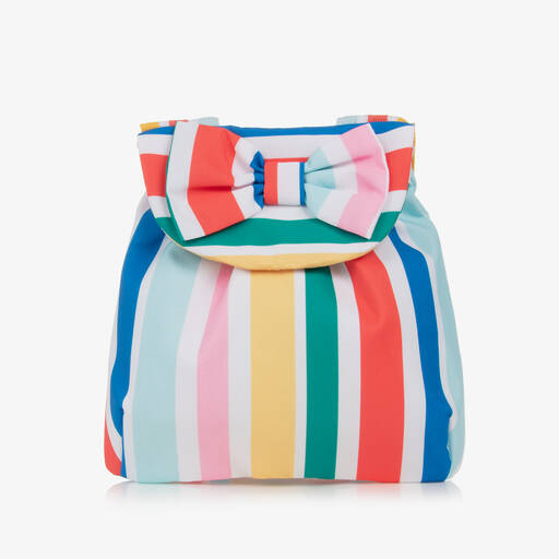 A Dee-Girls White & Pink Striped Backpack (20cm) | Childrensalon Outlet