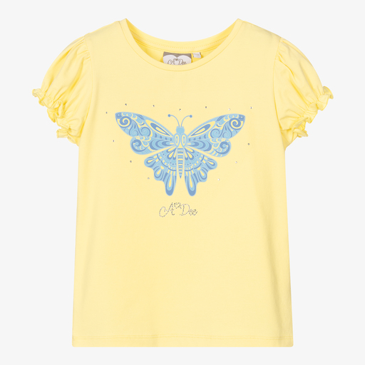 A Dee-Girls Yellow Butterfly T-Shirt | Childrensalon Outlet