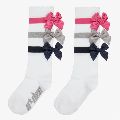 A Dee-White Striped Bow Socks | Childrensalon Outlet