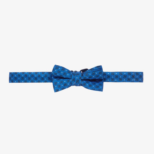Abel & Lula-Boys Blue Monogram Bow Tie (7cm) | Childrensalon Outlet