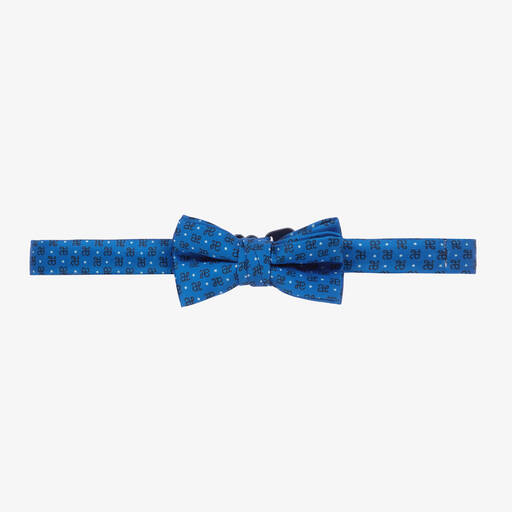 Abel & Lula-Boys Blue Monogram Bow Tie (7cm) | Childrensalon Outlet