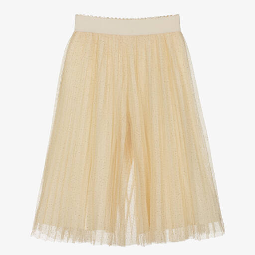 Abel & Lula-Pantalon large tulle beige plissé | Childrensalon Outlet