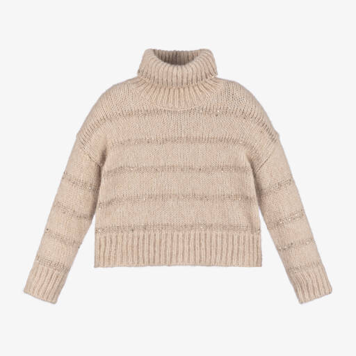 Abel & Lula-Girls Beige Sequin Jumper | Childrensalon Outlet