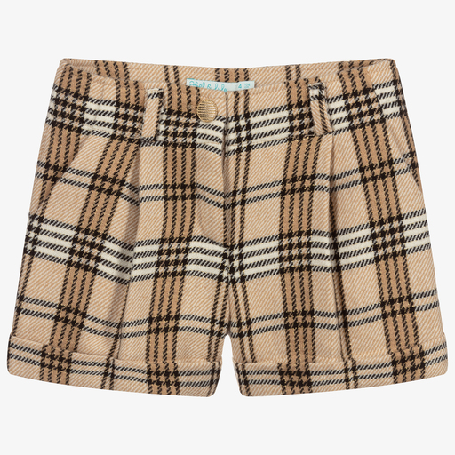 Abel & Lula-Beige karierte Wollshorts für Mädchen  | Childrensalon Outlet