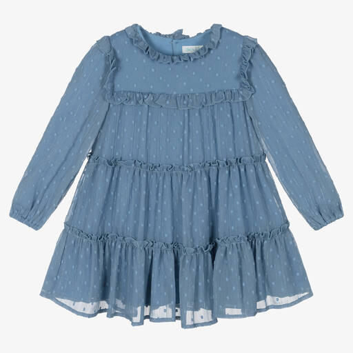 Abel & Lula-Girls Blue Chiffon Dress | Childrensalon Outlet