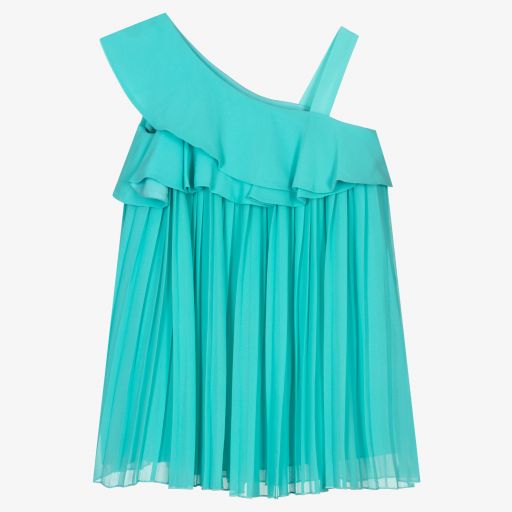 Abel & Lula-Girls Blue Pleated Dress | Childrensalon Outlet