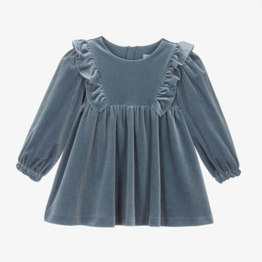 Abel & Lula-Girls Dusky Blue Glitter Dress | Childrensalon Outlet