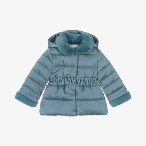 Abel & Lula-Girls Dusky Blue Padded Coat | Childrensalon Outlet