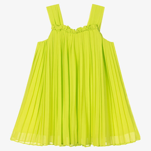 Abel & Lula-Зеленое плиссированное платье из шифона | Childrensalon Outlet