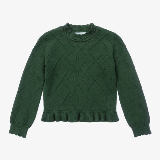 Abel & Lula-Girls Green Knitted Sweater | Childrensalon Outlet
