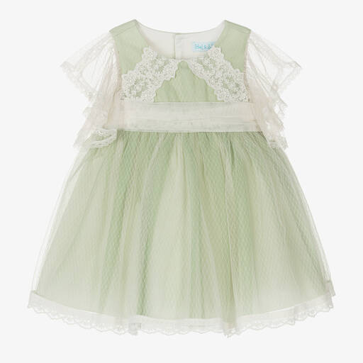 Abel & Lula-Girls Green Tulle & Lace Dress | Childrensalon Outlet
