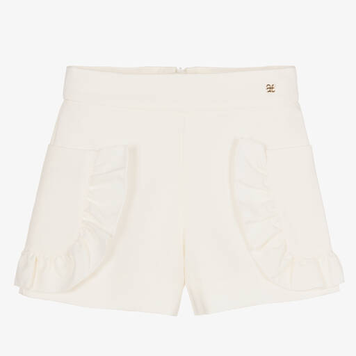 Abel & Lula-Crêpe-Rüschenshorts in Elfenbein | Childrensalon Outlet