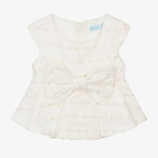 Abel & Lula-Girls Ivory Embroidered Organza Blouse | Childrensalon Outlet