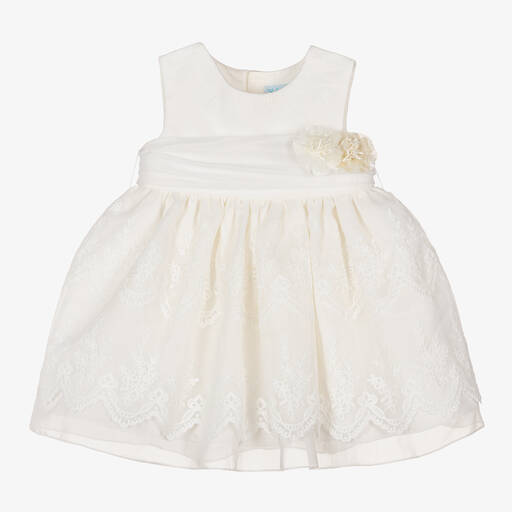 Abel & Lula-Girls Ivory Embroidered Organza Dress | Childrensalon Outlet