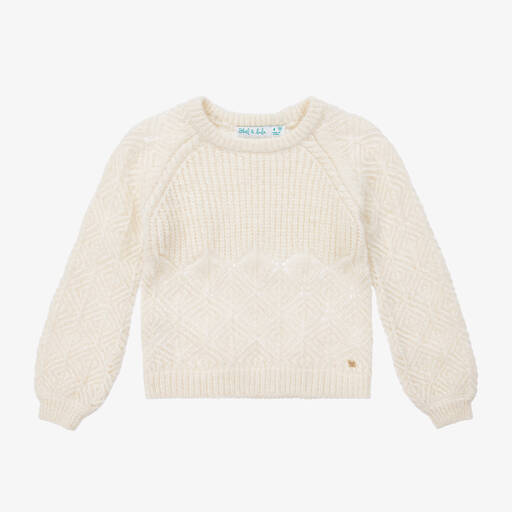 Abel & Lula-Girls Ivory Glitter Knit Sweater | Childrensalon Outlet