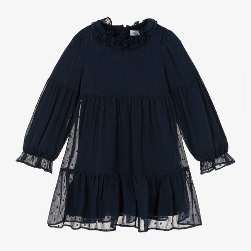 Abel & Lula-Navyblaues Chiffonkleid | Childrensalon Outlet