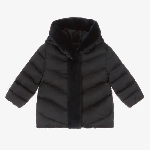 Abel & Lula-Manteau bleu marine soyeux fille | Childrensalon Outlet