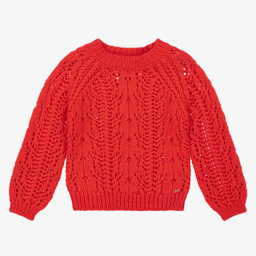 Abel & Lula-Orangefarbener Wollstrickpullover für Mädchen | Childrensalon Outlet