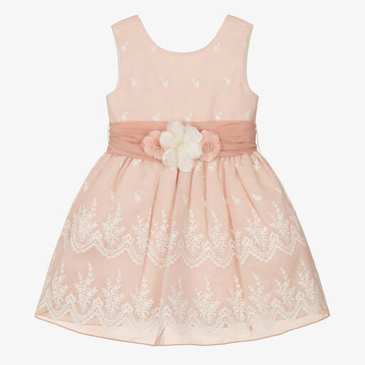 Abel & Lula-Robe rose brodée en organza fille | Childrensalon Outlet