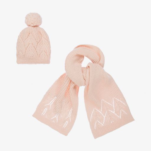 Abel & Lula-Girls Pink Hat & Scarf Set  | Childrensalon Outlet