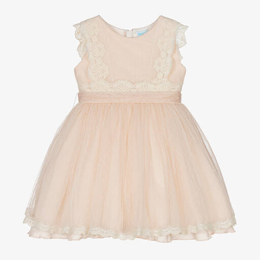 Abel & Lula-Girls Pink & Ivory Tulle Dress | Childrensalon Outlet