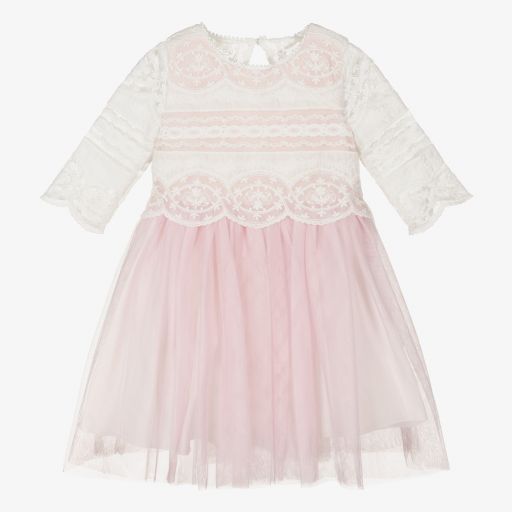 Abel & Lula-Girls Pink Tulle & Lace Dress | Childrensalon Outlet