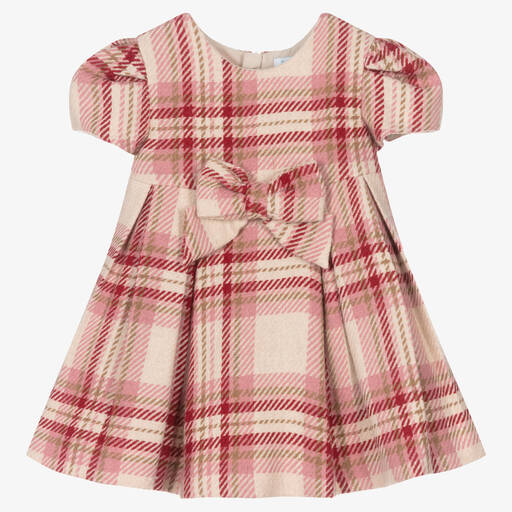 Abel & Lula-Girls Pink Wool Tartan Dress | Childrensalon Outlet