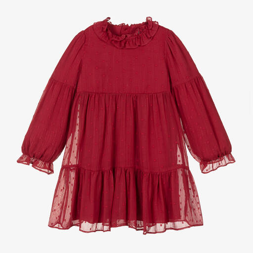 Abel & Lula-Girls Red Chiffon Dress | Childrensalon Outlet